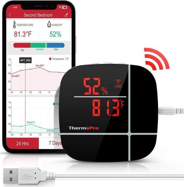 ThermoPro TP90 WiFi App Kontrollü Sıcaklık ve Nem Termometresi - Image 1