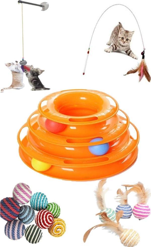 Tineke 5 Li Set 1 Adet 3 Katlı 1 Adet 90 Cm Olta 1 Adet Tüylü Top 1 Adet Vantuzlu Olta 1 Adet Ip Sarma Top - Image 1
