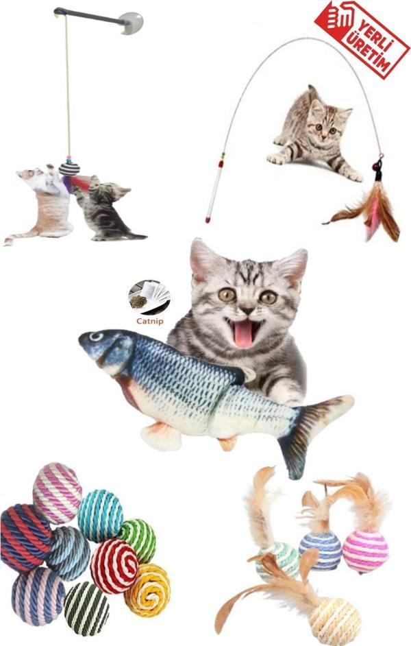 Tineke 5 Li Set 1 Adet 90 Cm Olta 1Adet Tüylü Top 1Adet Vantuzlu Olta 1Adet Ip Sarma Top 1Adet Peluş Balık - Image 1