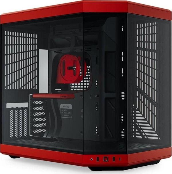 Y70 Black Cherry Temperli Cam USB 3.2 E-ATX Dual Chamber Mid Tower Gaming Kasa (CS-HYTE-Y70-BR) - Image 1