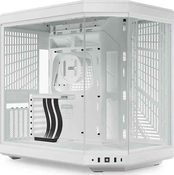 Y70 Snow White Temperli Cam USB 3.2 E-ATX Dual Chamber Mid Tower Gaming Kasa (CS-HYTE-Y70-WW) - Image 1