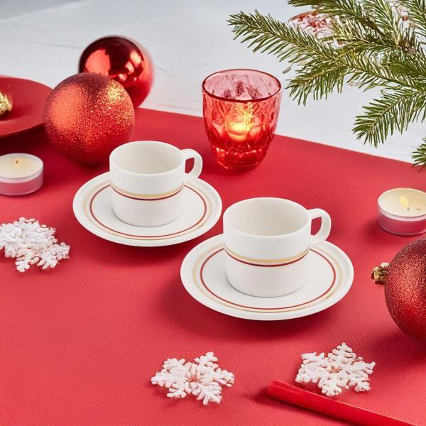 Güral Porselen Mental  2 Kişilik Kahve Fincanı Takımı Altın  (Türk Kahvesi Hediyeli ) - Image 1