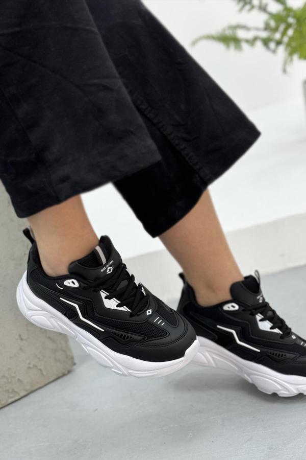 Kadın Bej  Ortopedik Taban fileli Sneaker Günlük Spor Ayakkabı 026 SLZ00044 - Image 1
