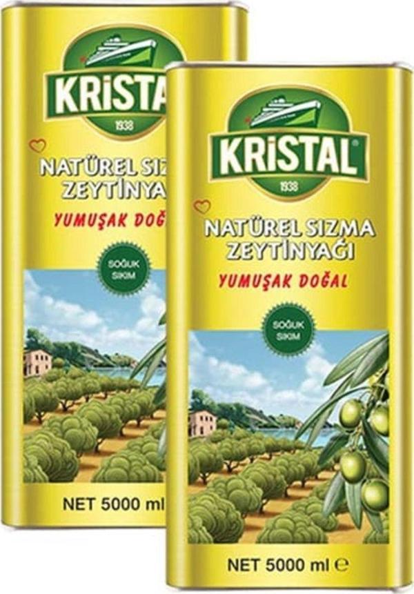 Kristal Natürel Sızma Zeytinyağı Yumuşak Doğal Teneke 5 Lt X 2 A - Image 1