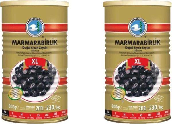 MarmaraBirlik Doğal Siyah Zeytin Salamura 800G 2 Adet - Image 1