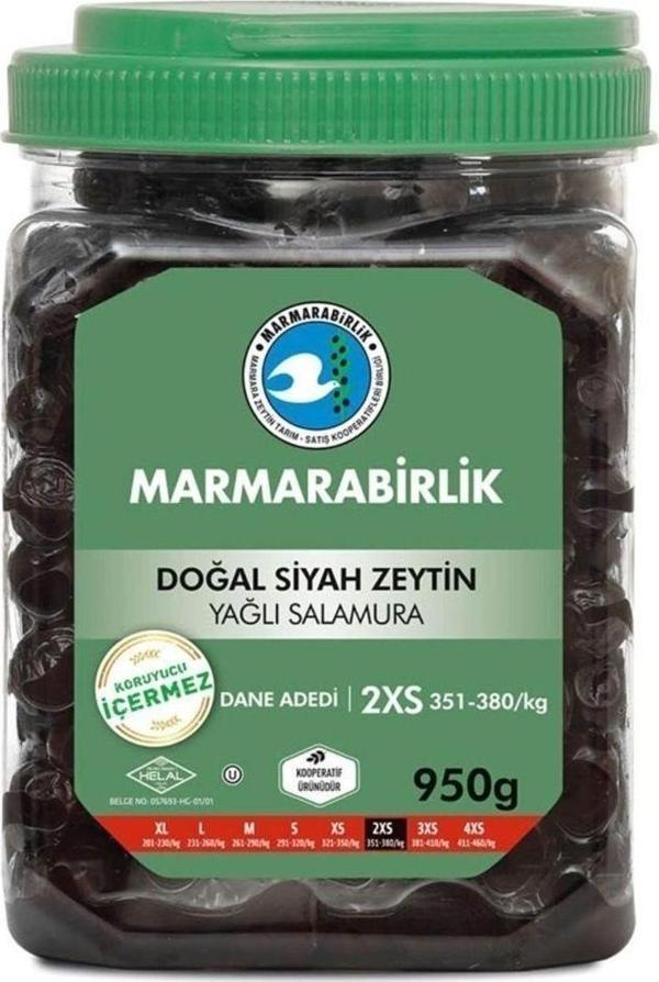 MarmaraBirlik Marmara Birlik Doğal Yağlı Salamura Zeytin (351-380) 950 Gr - Image 1