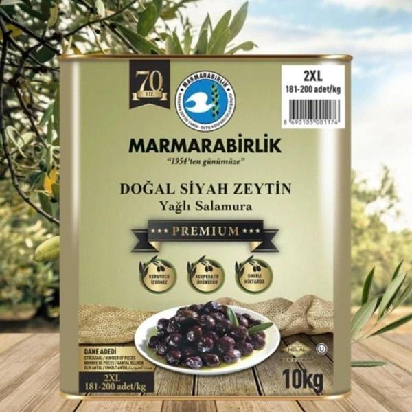 MarmaraBirlik Premium 181-200 Kalibre Siyah Zeytin 10 Kg - Image 1