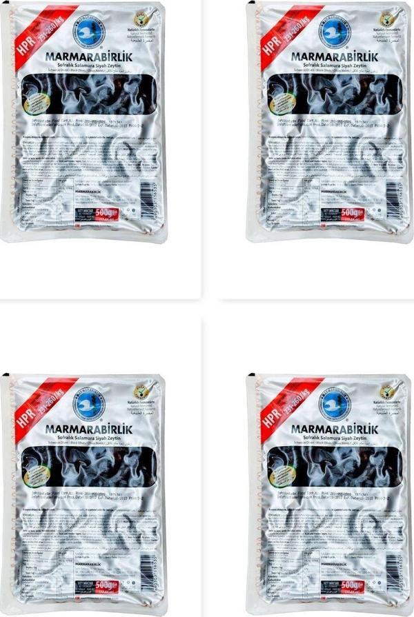 MarmaraBirlik Siyah Zeytin Doğal Salamura 4 Adet 500 Gr Paket - Image 1