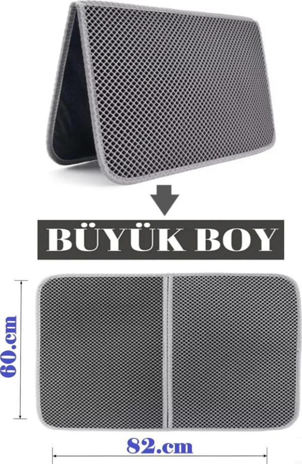 Tineke Büyük Boy Elekli Kedi Tuvalet Önü Paspası Katlanabilir 82 X 60 Cm Gri - Image 1