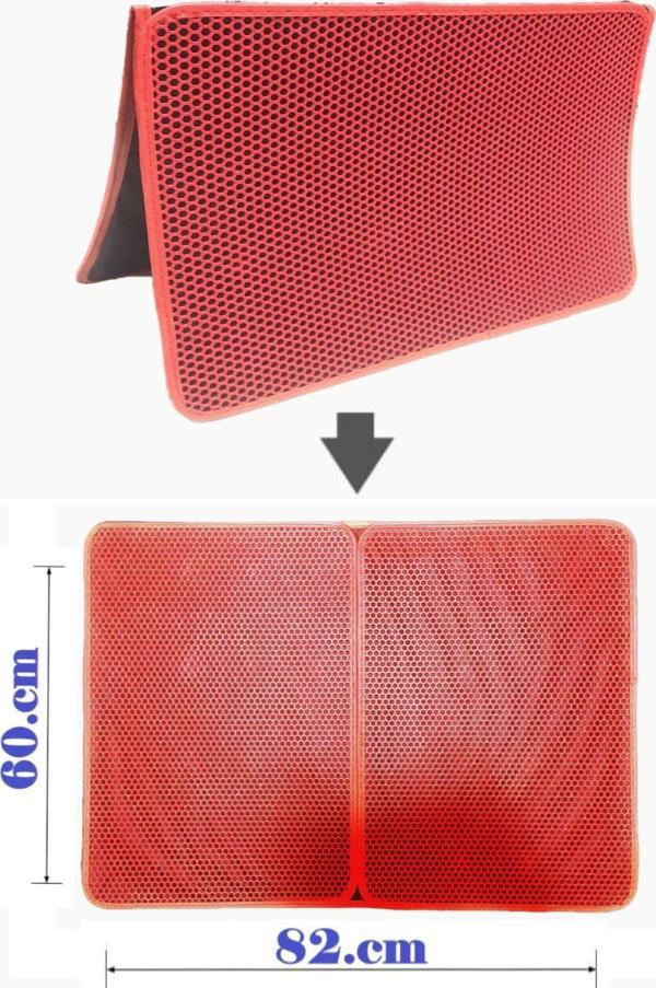 Tineke Büyük Boy Elekli Kedi Tuvalet Önü Paspası Katlanabilir 82 X 60 Cm Kırmızı - Image 1