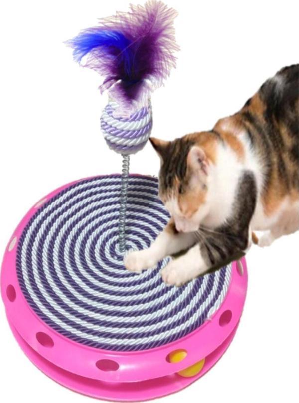 Tineke Tek Katlı Eğlenceli Kedi Oyuncağı Ve Tırmalama ( Mor Ve Beyaz ) - Kd-143 - Image 1