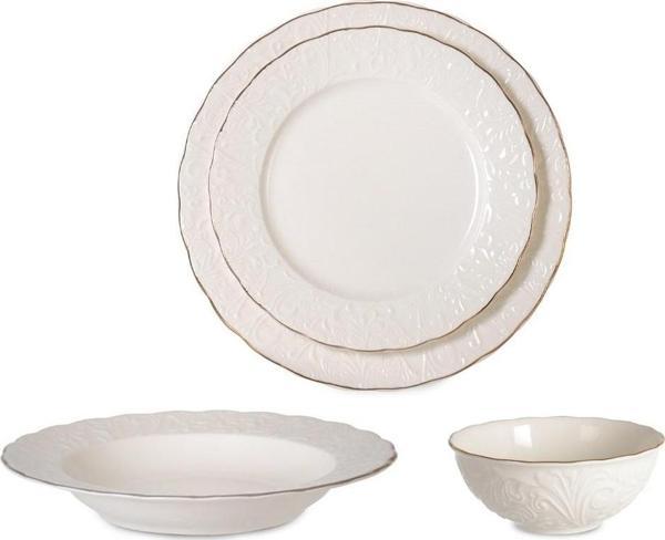 İpek Pera Altın Yaldızlı 24  Parça 6 Kişilik  Yemek Takımı Krem 08049 - AD2301 - Image 1