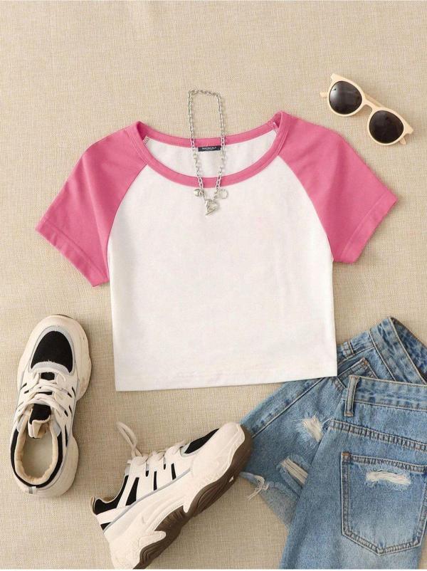 Mad&Calf Kadın Garnili Kısa Kollu Crop Tshirt Ekru - Pembe L - Image 1