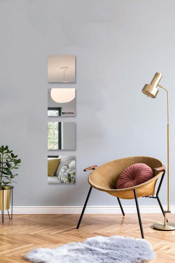 Decorita Düz Ayna 4'Lü Takım Kare Ayna 20Cm X 20Cm - Image 1