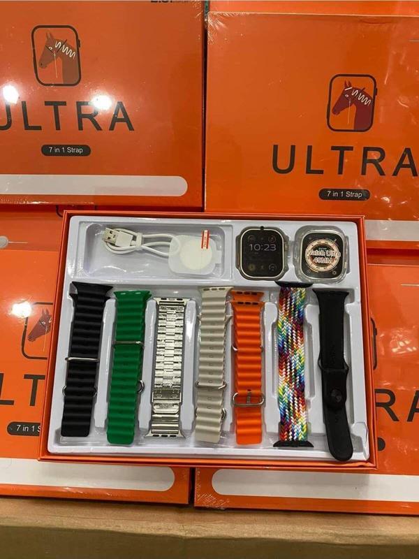 Gümüş Watch 8 Ultra Kılıf Ve Ekran Koruyuculu 7 Kordonlu Akıllı Saat Samsung Galaxy A14 Uyumlu - Image 1