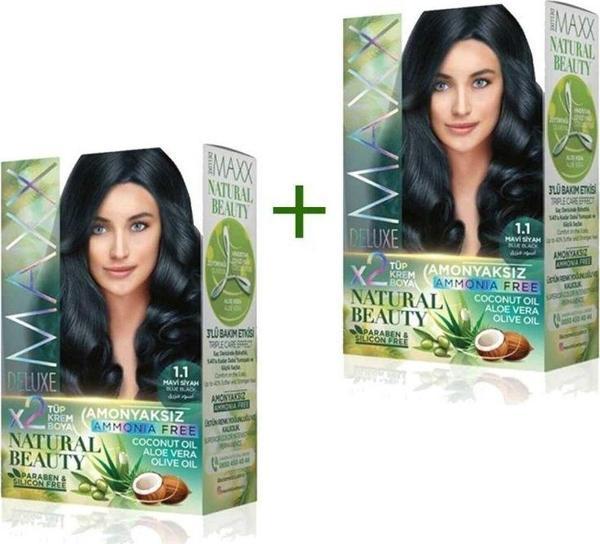 Mbb E-Ticaret 2 Paket Natural Beauty Amonyaksız Saç Boyası 1.1 Mavi Siyah - Image 1