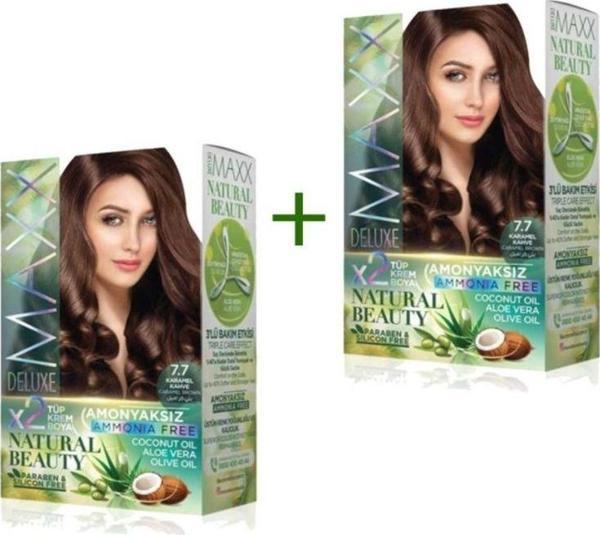 Mbb E-Ticaret 2 Paket Natural Beauty Amonyaksız Saç Boyası 7.7 Karamel Kahve - Image 1