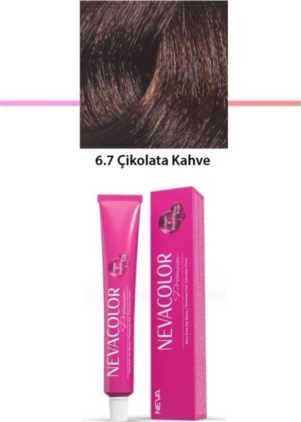 Mbb E-Ticaret Premium 6.7 Çikolata Kahve - Kalıcı Krem Saç Boyası 2 X 50 G Tüp - Image 1
