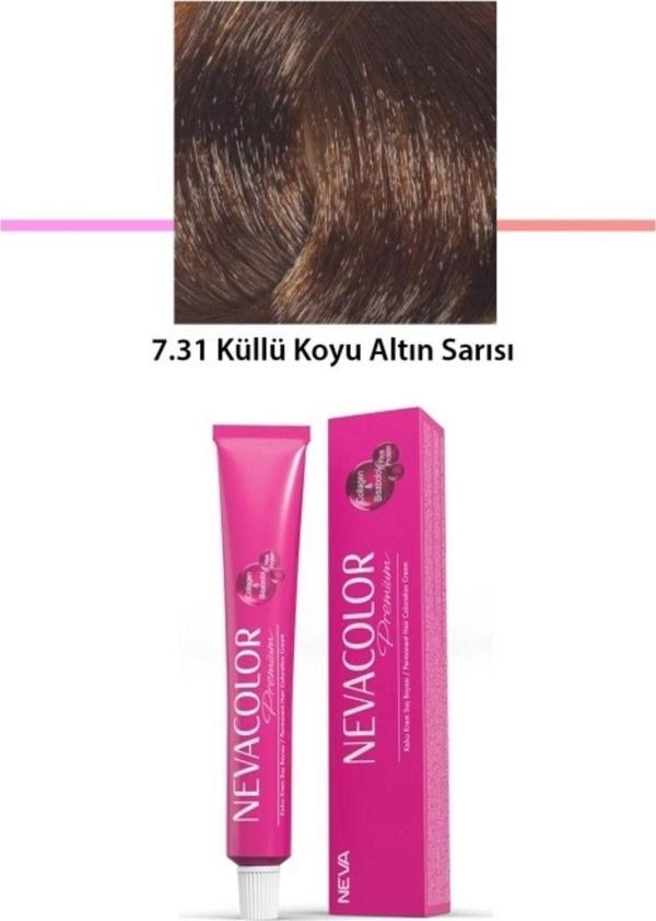 Mbb E-Ticaret Premium 7.31 Küllü Koyu Altın Sarısı - Kalıcı Krem Saç Boyası 2 X 50 G Tüp - Image 1