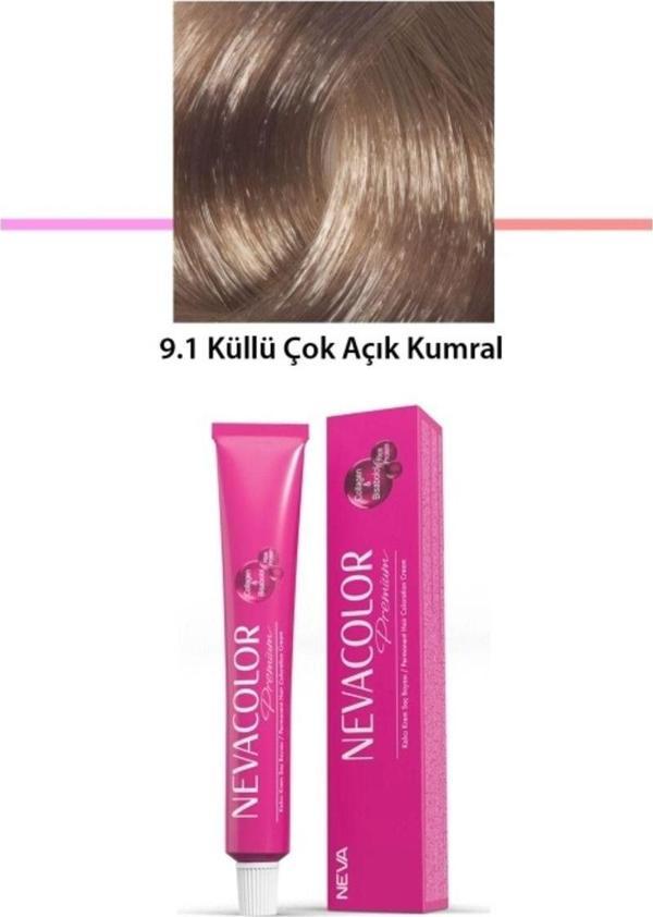 Mbb E-Ticaret Premium 9.1 Küllü Çok Açık Kumral - Kalıcı Krem Saç Boyası 2 X 50 G Tüp - Image 1