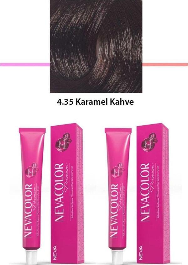 Mbb E-Ticaret 2 Li Set Premium 4.35 Karamel Kahve - Kalıcı Krem Saç Boyası 2 X 50 G Tüp - Image 1