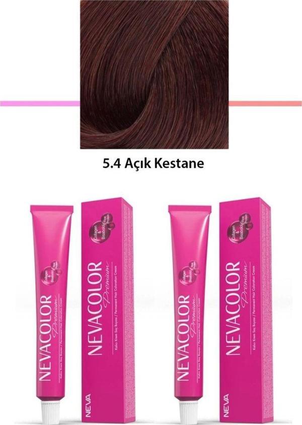 Mbb E-Ticaret 2 Li Set Premium 5.4 Açık Kestane - Kalıcı Krem Saç Boyası 2 X 50 G Tüp - Image 1