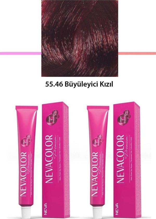 Mbb E-Ticaret 2 Li Set Premium 55.46 Büyüleyici Kızıl - Kalıcı Krem Saç Boyası 2 X 50 G Tüp - Image 1
