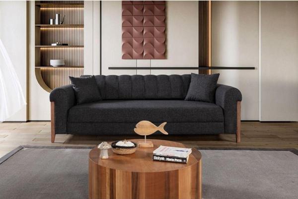 Perla Sofa Kitkat Ahşap Yataklı Sandıklı Kanepe Antrasit - Image 1