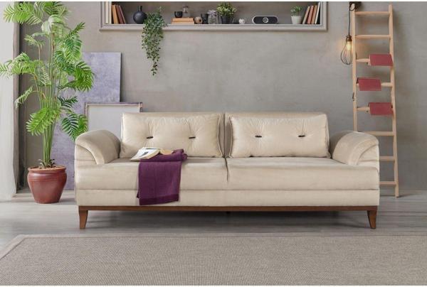 Perla Sofa Madrid Üçlü Yataklı Kanepe Babyface Krem - Image 1