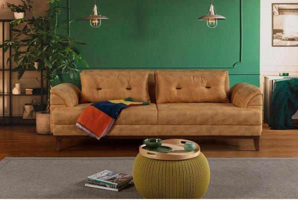 Perla Sofa Madrid Üçlü Yataklı Kanepe Bora Hardal - Image 1