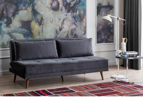 Perla Sofa Retro Kolsuz Yataklı Kanepe Antrasit - Image 1