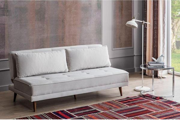 Perla Sofa Retro Kolsuz Yataklı Kanepe Krem - Image 1