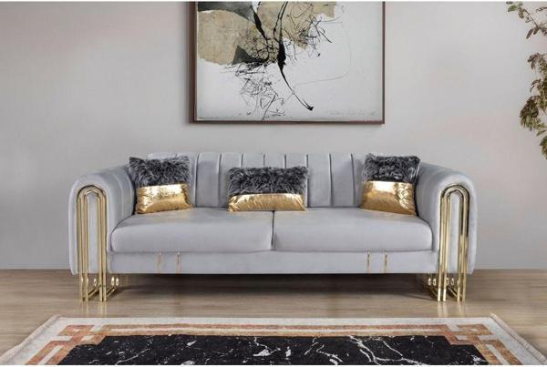 Perla Sofa Vales Yataklı Üçlü Koltuk Açık Gri - Image 1