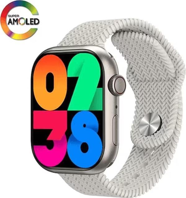 Hk9 Pro Amoled Ekran 45MM Pusula Özellikli Çift Kordon Akıllı Saat GÜMÜŞ RENK KORDON HEDİYELİ - Image 1