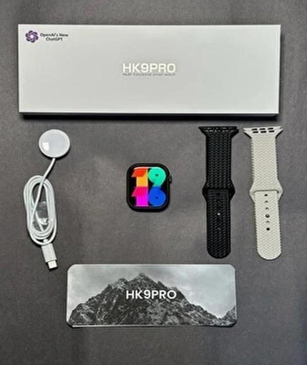 Hk9 Pro Amoled Ekran 45MM Pusula Özellikli Çift Kordon Akıllı Saat GÜMÜŞ RENK KORDON HEDİYELİ - Image 1