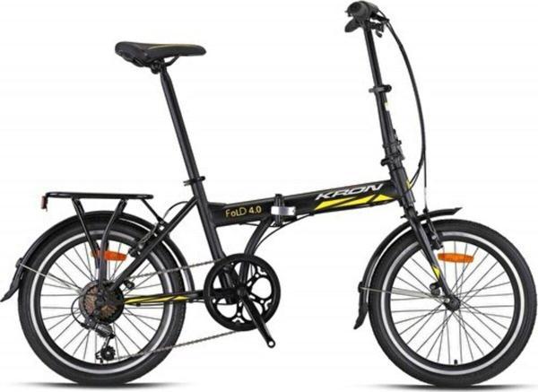 Kron Fold 4.0 20 Jant 7 Vites V-Fren Katlanır Bisiklet - Mat Siyah-Sarı-Gri - Image 1