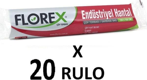 Florex Standart Endüstriyel Hantal ( 100X150 Cm ) Siyah Çöp Poşeti 20 Rulo 5*20=100 Adet - Image 1
