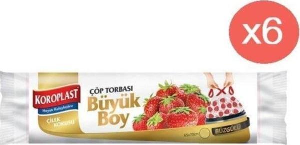 Koroplast Çilek Büzgülü Büyük Çöp Torbası 10'Lu X 6 Paket - Image 1