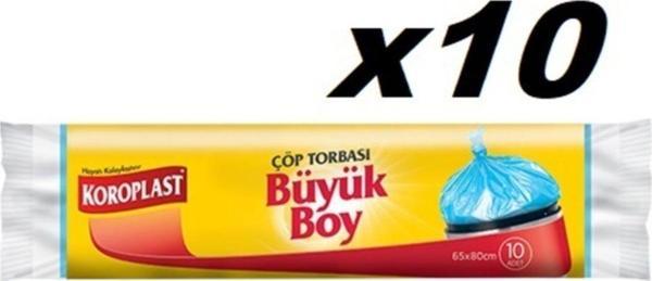 Koroplast Güçlü Büyük Boy 10Lu Çöp Torbası X 10 Paket (65X80 Cm) - Image 1