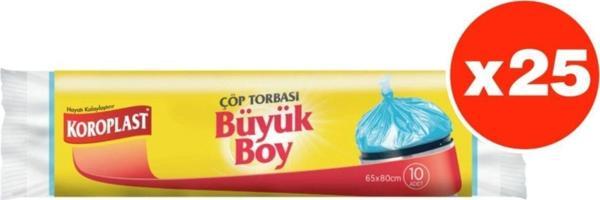 Koroplast Güçlü Büyük Boy 10Lu Çöp Torbası X 25 Paket (65*80 Cm) - Image 1