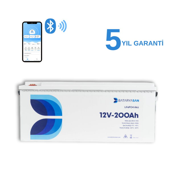Bataryasan 12V 200Ah Lifepo4 Akü Bluetooth Özellikli (Lityum Akü) - Image 1
