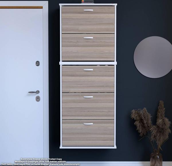 Modilayn VARBİ UMAY' 2 Li Asma Antre 72x181x25, 5 cm’ lik 5 Düşer Kapak 10 Göz Bölme Raf Ayakkabılık - Image 1