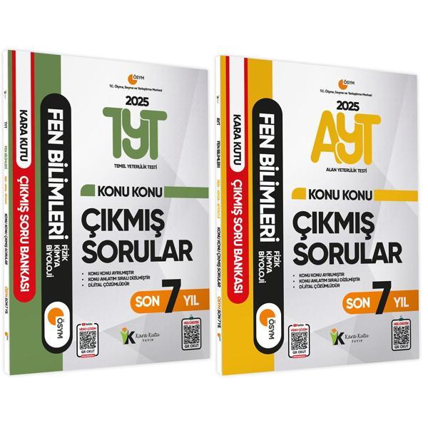 2025 TYT ve AYT FEN Bilimleri Karakutu ÖSYM Çıkmış Soru Bankası 2li Set Çözümlü Konu Konu Son 7 Yıl - Karakutu Yayınları - Image 1