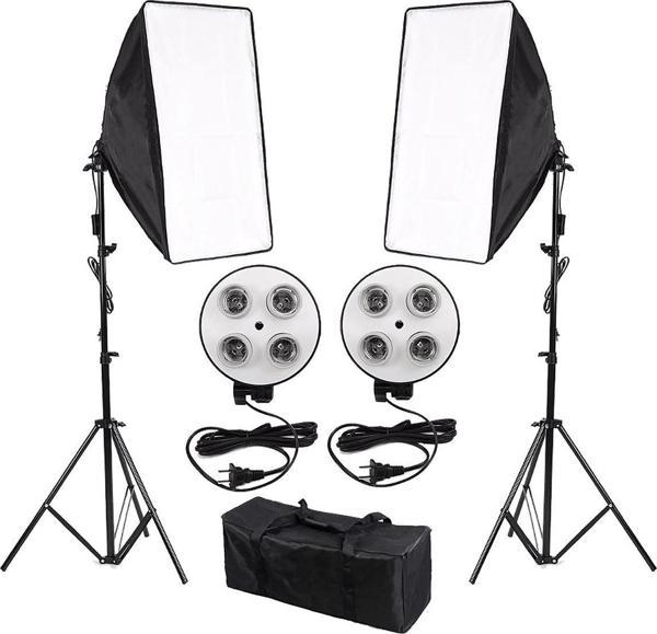 Cazipshop 4 Duylu 50x70 Softbox Sürekli Işık Seti Video Youtube - Image 1