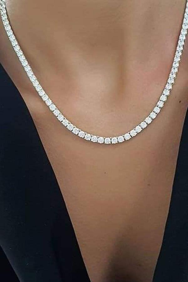 Swarovski Taşlı 925ayar Gümüş Su Yolu Kolye - Image 1