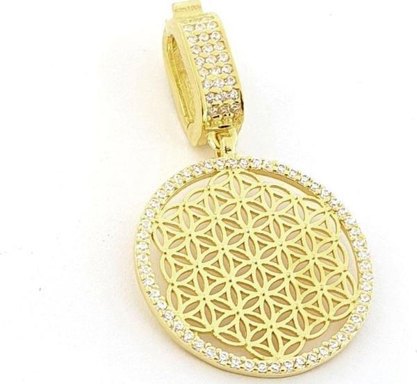 Zirkon Taş Detaylı 925ayar Gümüş Yaşam Çiçeği  Luxury Tasarım Charm Kolye Ucu - Image 1