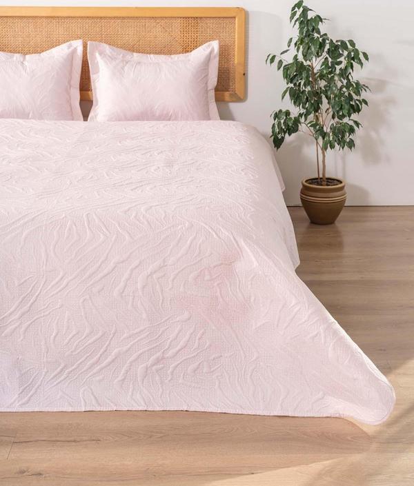 Venada Çift Kişilik Mikro Uyku Seti 3 Parça Yatak Örtüsü Seti Pudra - Image 1