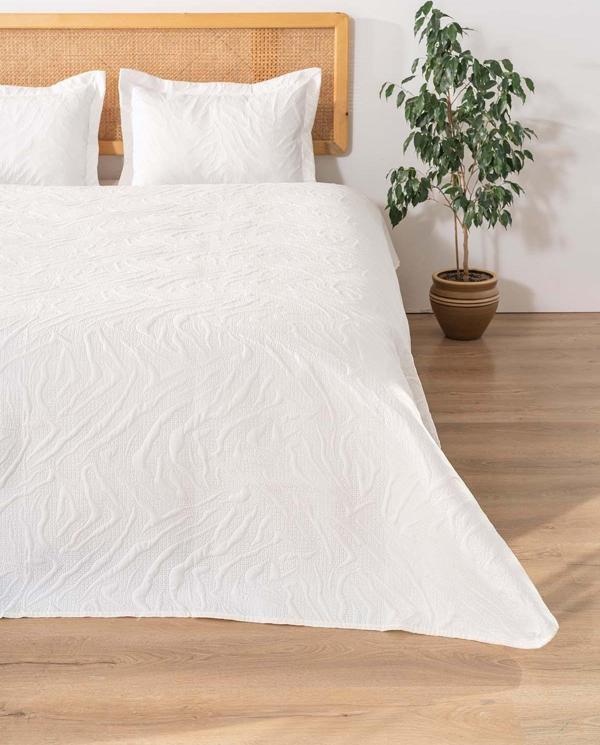Venada Çift Kişilik Mikro Uyku Seti 3 Parça Yatak Örtüsü Seti Krem - Image 1