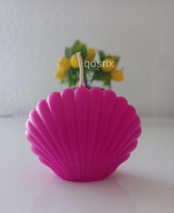 Pembe Fuşya Mini İstiridye Deniz Kabuğu 1. Kalite Doğal Kokulu Mum Dekoratif 1 Adet - Image 1
