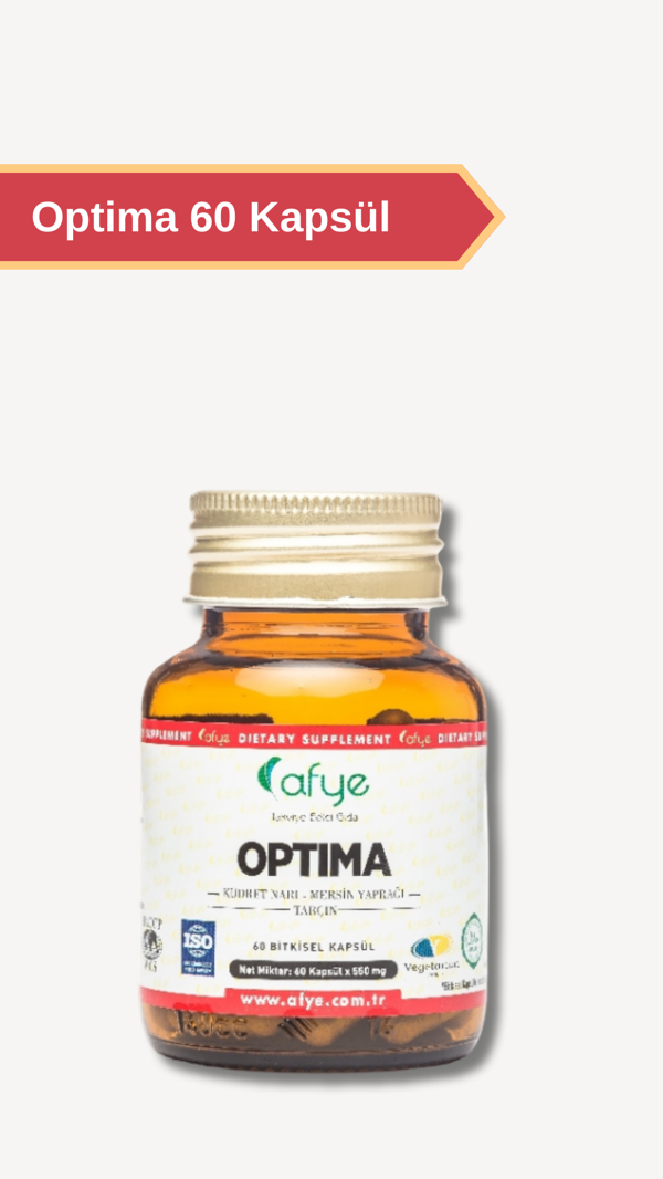 Afye Optima 60 kapsül (kudret Narı, Mersin yaprağı ve Tarçın ) - Image 1